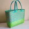 100%handmade colorful shiny PP woven shoulder bag