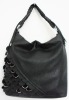 2011 new ladies black leather hobo bag