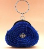 2012 new crystal blue ruffle embossing satin clutch evening bags