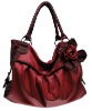 2012 new design red lady handbags with flowers