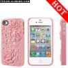 3D Blossom Rose Plastic Hard Bumper Frame Cover Case Dual Piece Skin for iphone 4 4G 4S with Retail Package