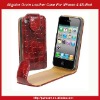 Aligator Grain Leather Case For iPhone 4 4S-Red