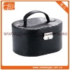 Beauty black leather men's toiletry cosmetic case with handle