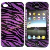 Blue&Purple Zebra Design Both Sides Plastic Protector Hard Cover For iPhone 4