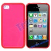 Brand New Detachable Skin Hard Case Cover for iPhone 4(Red+hotpink)