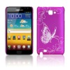 Butterfly Pattern Hard Plastic Case Cover for Samsung Galaxy Note i9220 - Fuchsia