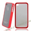 Clear Transparent Back Cover with TPU Bumper for iPhone 4S/ iPhone 4(Red)