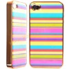 Colorful Stripe Electroplate Hard Shell Cover Case For iPhone 4G