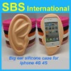 Colorful ear design silicone case for iphone 4G 4S