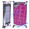 Crocodile-coated Aluminium Hard Case Cover for iPhone 4(Mauve)