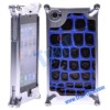 Crocodile-coated Aluminium Hard Shell Case  for iPhone 4(Black&Blue)