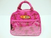 Dark Pink Printed 600D Nylon Cosmetic bag