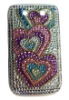 Diamond Back Cover for HTC Desire S Rainbow Hearts 104/32