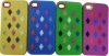 Durable Soft Silicon Case for iPhone 4 with Colorful Diamond Pattern