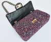 Fancy design woven leather bags for ladies