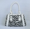 Fashion Ladies handbag/flocking zebra-stripe PU bag/2011 Hot Sell Fashion Ladies' Handbag