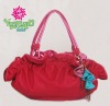 Fashion red plaid PU bag with flowers