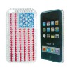 Flag Designer case with Bling Diamond for ipod touch 4 Plastic case