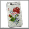 Flower And Snake Pattern Rhinestone Hard Plastic Back Cover For iPhone 3G