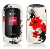 For Kyocera Luno S2100 Red Flower Design Hard Rubberized Print Case