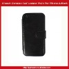 Genuine Calf Leather Folio Case For iPhone 4-Black