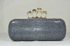 Geuine Four Ring Skull stingray skin  clutch bag-grey