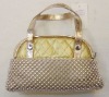 Gold short handles handbag with beaded cover