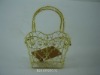 Gold wire decorative with pearl basket woven handbag