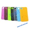 Holder Function Raised Grain Plastic Hard Case for iPhone 4  (Green)