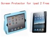 Hot sale Leather Case Smart Cover pouch stand with protector screen free for ipad 2 tablet PC accessories good gift