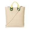 Leather-trimmed canvas totebag/handbag