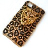 Leopard Pattern Back Leopard Head Design Bling Hard Cover Protector for Apple iPhone 4 &4S