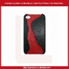 Premium Leather Coated Back Cover For iPhone 4 4S-Black/Red