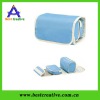 Pure solid blue roll up cosmetic bag