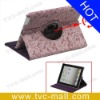 Purple Flower 360 Degree Rotating Leather Case for iPad 2