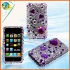 Purple heart diamond rhinestone case for iphone 3GS