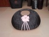 Rattan  handbag with leather flower