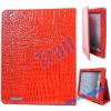 Red Crocodile Style Leather Case for iPad 2