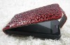 Red Leather Flip Case Pouch Cover for iPhone 4