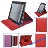 Red Rotating Smart Cover Leather Case for iPad 2