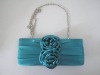 Satin-case evening bag with 2 flower on the front