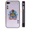 Silver Electroplated Poker Design Hard Cover Plastic Case For iPhone 4G