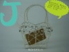 Silver iron wire decorative with pearl rectangle handbag