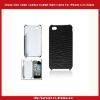 Snake Skin Grain Leather Coated Back Cover For iPhone 4 4S-Black