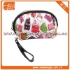 Stylish leisure small colourful printing wrist travel ziplock cosmetic pouch with mirror