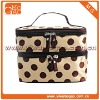 Sweet double ziplock polka dot nylon travel portable cosmetic case