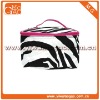 Travel black and white polyester zebra zipper cosmetic case