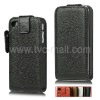 Vertical Genuine Leather Case with Magnetic Flip for iPhone 4