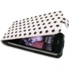 White with black dots Leather Case Cover for iPhone 4 4G with Polka Dots Pattern