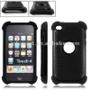 black TRIPLE LAYER HYBRID IMPACT combo hard pc tpu silicone case cover for APPLE iPOD TOUCH 4 4G 4TH